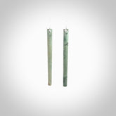 Hand crafted New Zealand Jade Inanga Jade drop earrings with Sterling Silver Hooks. Jade drop earrings, packaged in a woven kete pouch.